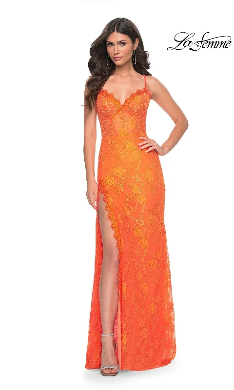 Floral-Embroidered Evening Dress -La Femme 32441 Formal Prom Dress