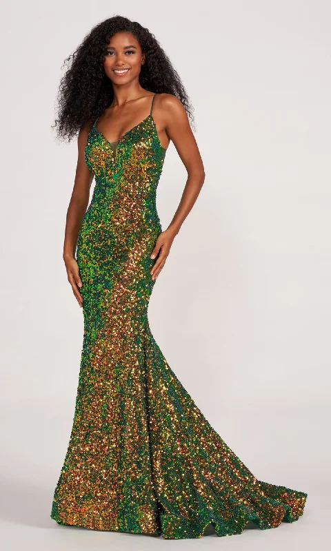 Asymmetrical Evening Dress -Mermaid Sequin Prom Dress By Ellie Wilde EW34016