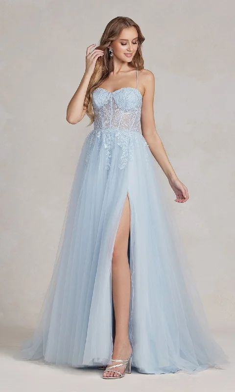 Affordable Evening Dress Online -A-Line Long Lace Prom Dress with Sheer Waist