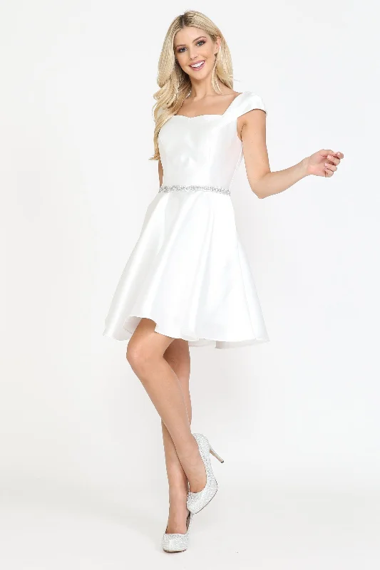 Rooftop Party Dress -Short Cap Sleeve Mikado Dress by Poly USA 8416 - Outlet