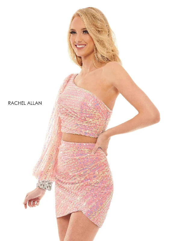 Casual-Event Party Dress -Short Long Sleeve 2-Piece Dress by Rachel Allan 40174