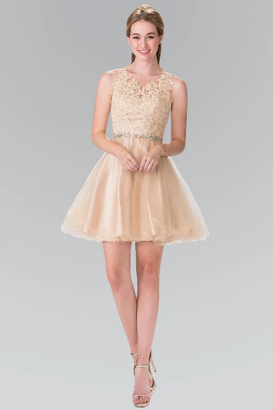 Shiny-Wool Party Dress -Short Sleeveless Lace Bodice Dress by Elizabeth K GS2375 - Outlet