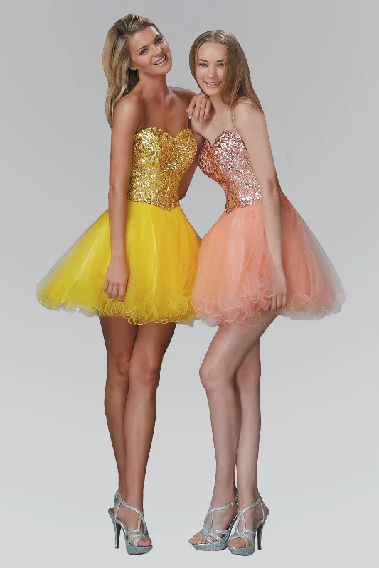 Fun-Party Party Dress -Short Strapless Dress with Jeweled Bodice by Elizabeth K GS2034