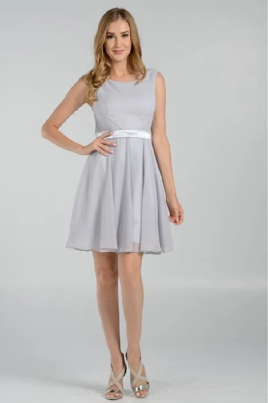 Bridal-Shower Party Dress -Short Knee Length Chiffon Dress by Poly USA 7290