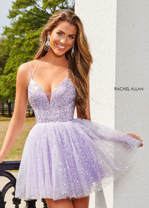 Geometric Party Dress -Star Beaded Short Halter Dress by Rachel Allan 40179