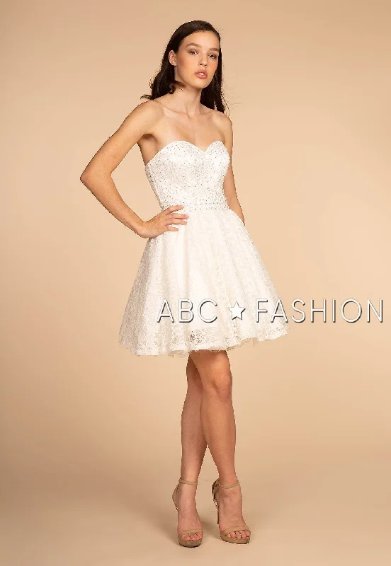 Abstract Party Dress -Strapless Sweetheart Short Lace Dress by Elizabeth K GS1611