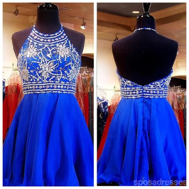 Holiday-Brunch Party Dress -Beaded Royal Blue Homecoming Dresses,Short Prom Dresses, 2016 Cute Homecoming Dresses, Sweet 16 Dresses, Cocktail Dresses ,Graduation Dress,PD0004