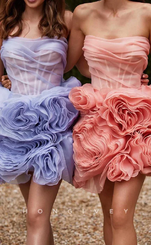 Ombre Party Dress -H1884 - Sexy Sheer Ballgown Strapless Short Party/Evening/Homecoming Dress