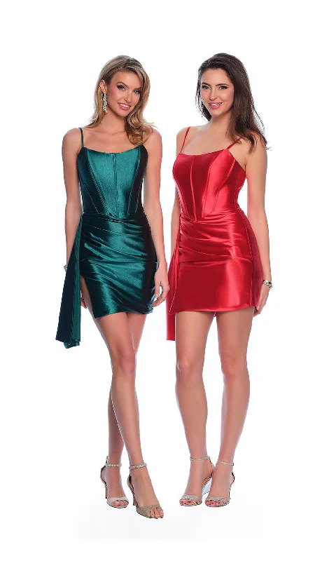 Mini Dresses with Fringed Front -Dave & Johnny 11307