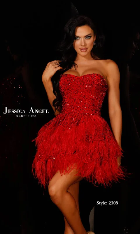 Mini Dresses with Rounded Necks -Jessica Angel 2305-MF