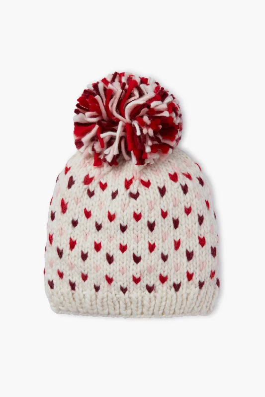 Mini Dresses for Bachelorette Nights -Lollipop Red Hand Knitted Multi Mini Heart Pompom Hat