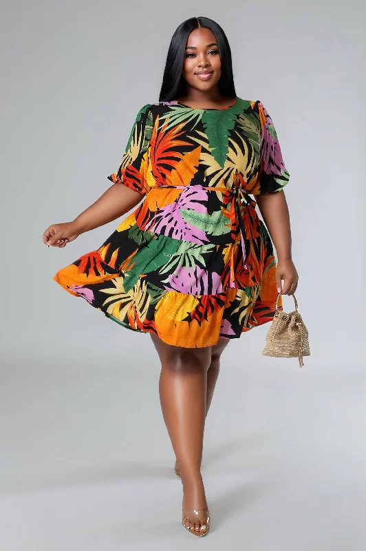 Mini Dresses in Abstract Designs -Tropical Crush Dress