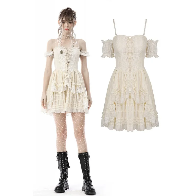 Mini Dresses in Soft Lines -Women's Steampunk Multilayer Ruffles Slip Dress