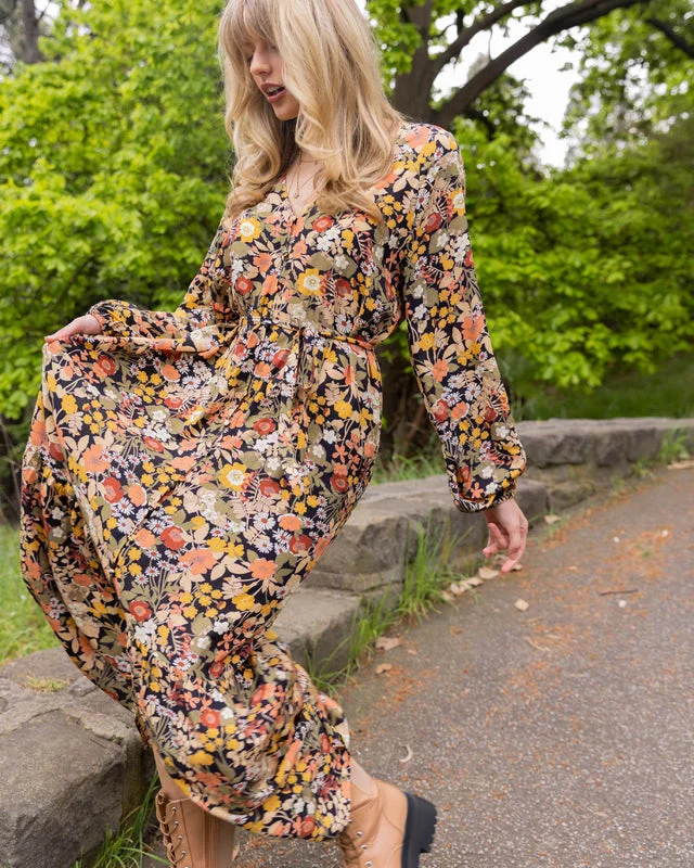 Floral-Embroidered Maxi Dresses -Sass Brigitte Balloon Sleeve Maxi Dress Multi