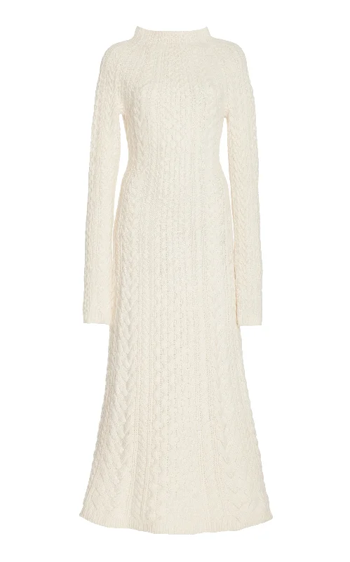 Maxi Dresses for Fun Chill -Amaris Knit Maxi Dress in Ivory Cashmere