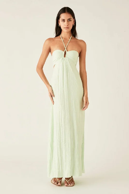 Matte Maxi Dresses for Subtlety -Amazonite Mint Maxi Halter Dress