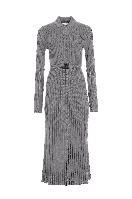 Maxi Dresses for Road Adventures -Ardor Knit Maxi Dress in Heather Grey Cashmere Silk