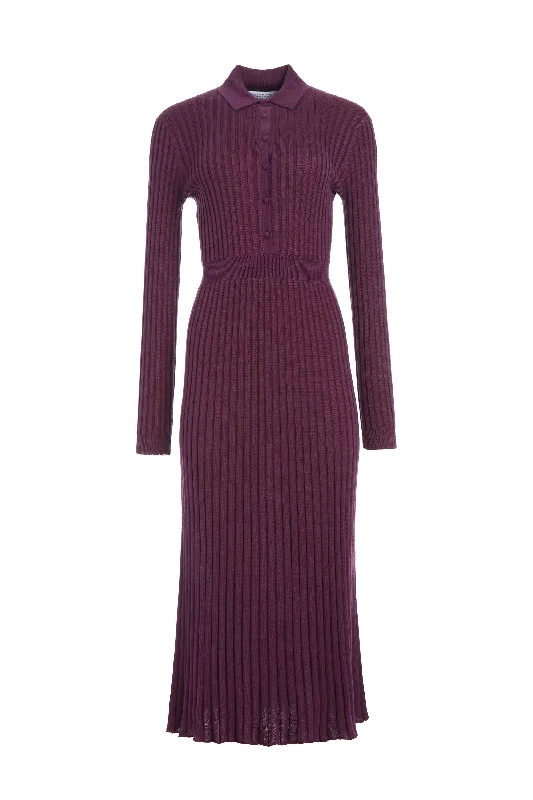 Linen Maxi Dresses for Comfort -Ardor Knit Maxi Dress in Italian Plum Cashmere Silk