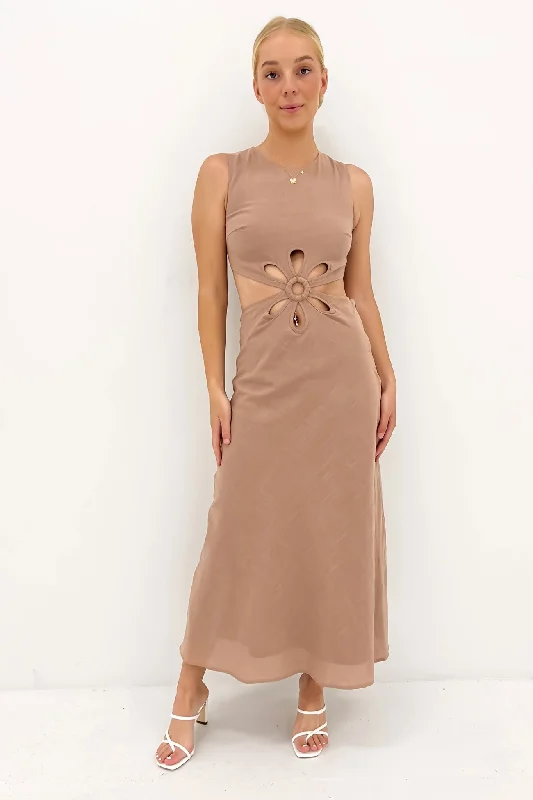 Soft-Velvet Maxi Dresses -Asha Maxi Dress Nude