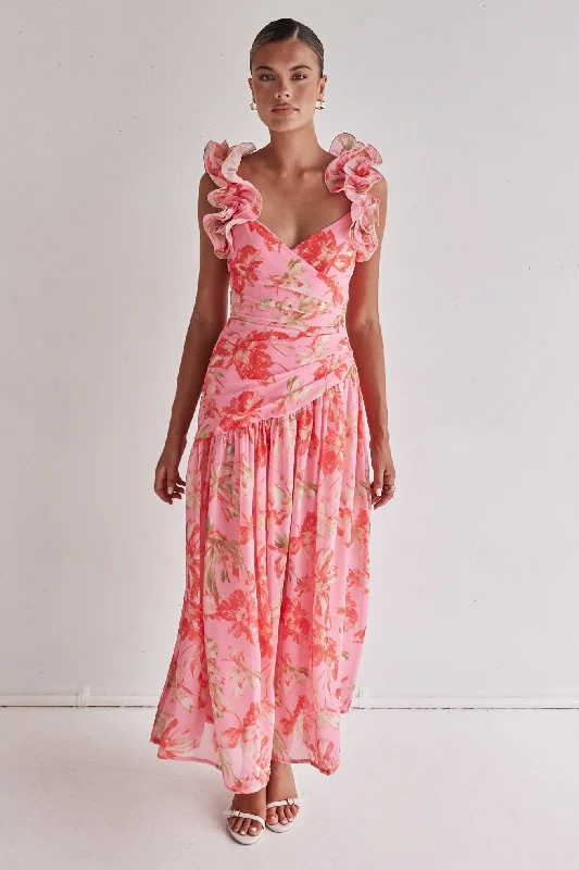 Black Maxi Dresses for Formal Nights -Aurelia Maxi Dress (Pink)