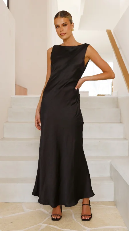 Peplum-Top Maxi Dresses -Barcelona Maxi Dress - Black