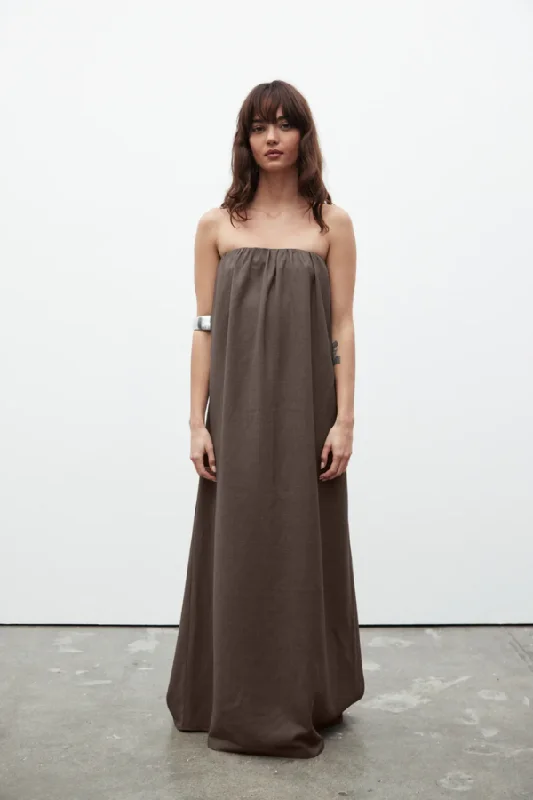 Rich-Cotton Maxi Dresses -Zuri Dress Chocolate