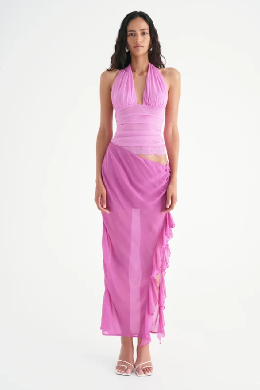 Maxi Dresses for Night Chill -Penelope Halter Maxi Dress Pink