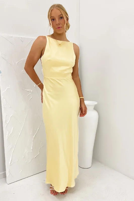 Long-Sleeve Maxi Dresses -Brody Maxi Dress Yellow