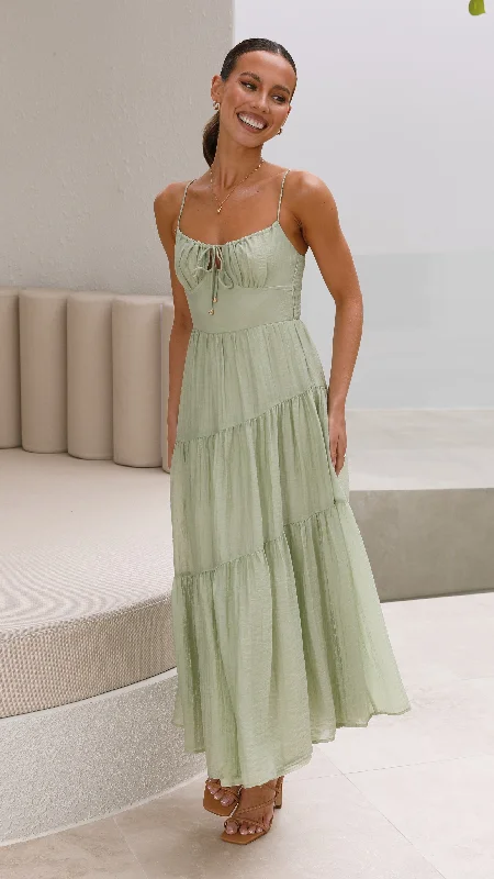 Bold-Hue Maxi Dresses -Cove Maxi Dress - Sage