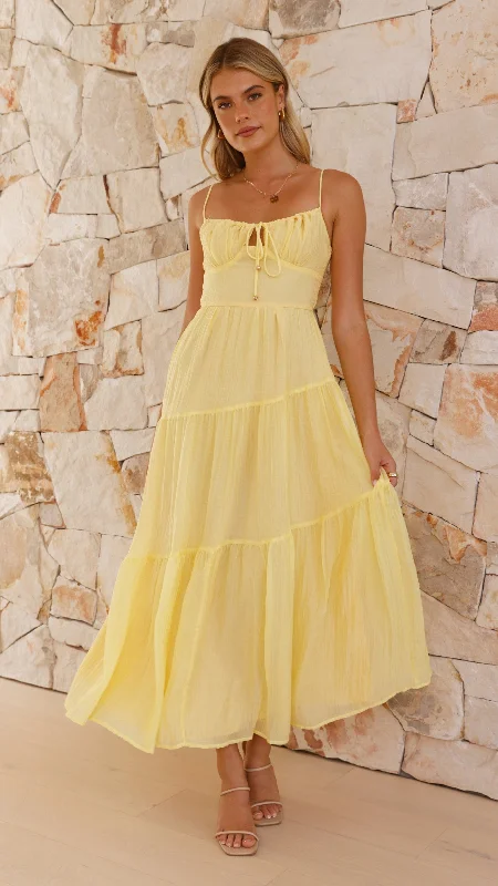 Ruched-Detail Maxi Dresses -Cove Maxi Dress - Yellow