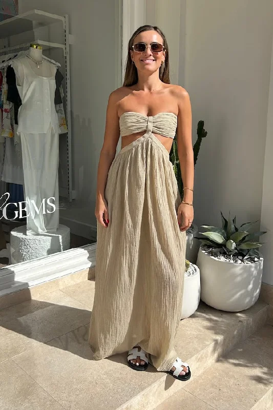 Maxi Dresses for Wine Dates -Chloe Dress Sand