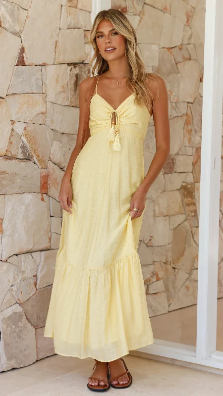 Fine-Velvet Maxi Dresses -Dabney Maxi Dress - Soft Yellow