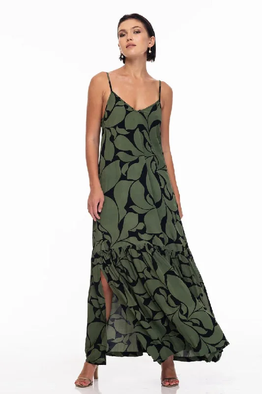 Maxi Dresses for Boat Days -Dallas Black Forest Floral Print Maxi Dress