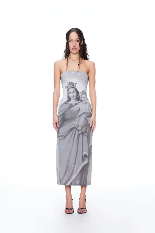 Draped-Front Maxi Dresses -DOLCE & GABBANA PRINTED TUBE MAXI DRESS