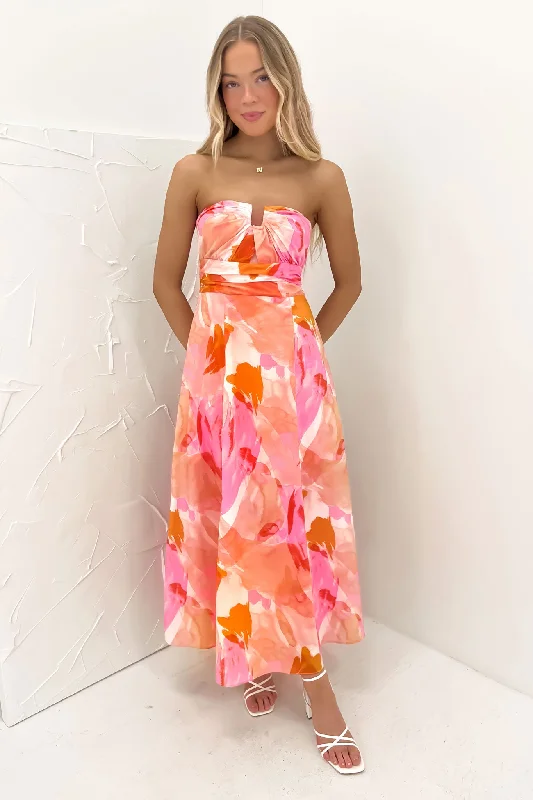 Cute-Print Maxi Dresses -Enya Maxi Dress Pink Watercolour