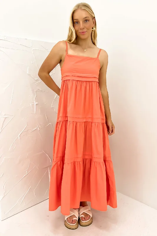 Lace-Trim Maxi Dresses -Esme Maxi Dress Coral