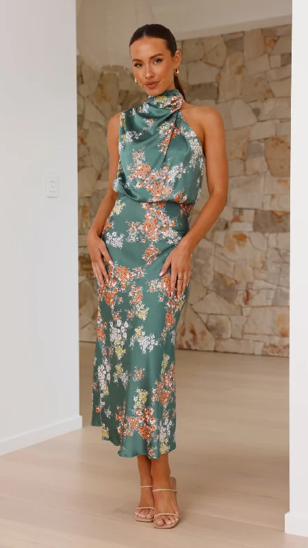 Mixed-Floral Maxi Dresses -Esther Maxi Dress - Green Floral