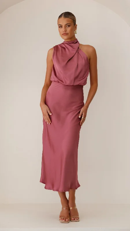 Flounce-Back Maxi Dresses -Esther Maxi Dress - Plum