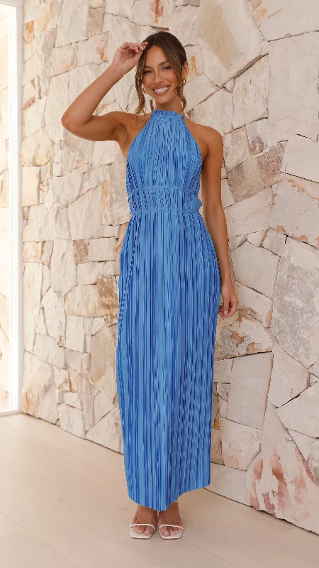 Tie-Edge Maxi Dresses -Frances Maxi Dress - Blue