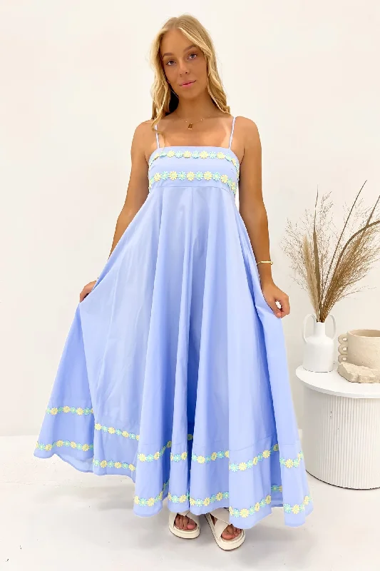 Ruched-Detail Maxi Dresses -Gemma Maxi Dress Blue Flowers