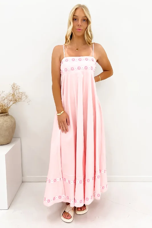 Twisted-Front Maxi Dresses -Gemma Maxi Dress Pink Flowers