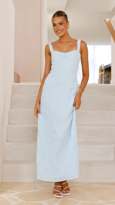 Maxi Dresses for Night Fun -Gianna Maxi Dress - Blue Lace