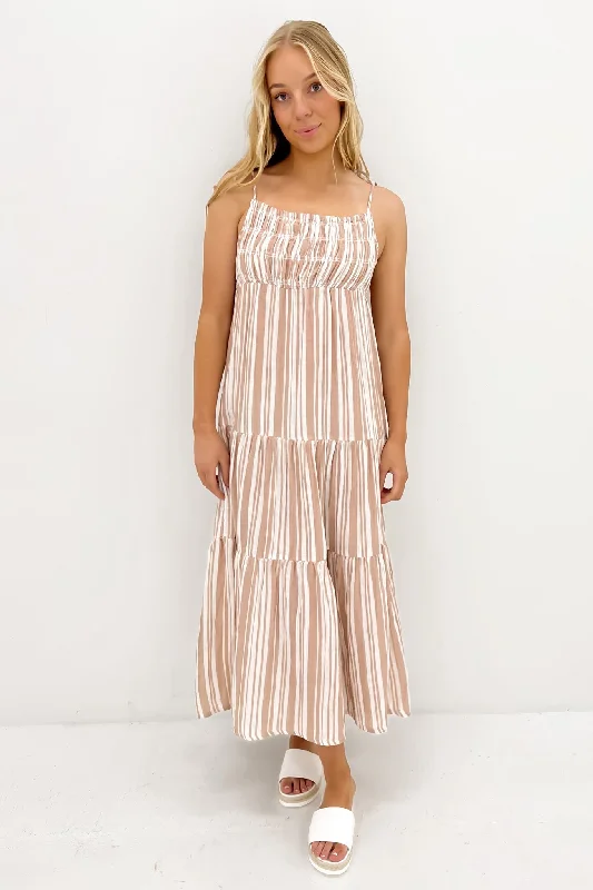 Plush Maxi Dresses for Comfort -Grounded Maxi Dress Tan