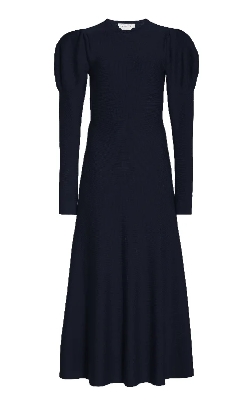 Tulip-Skirt Maxi Dresses -Hannah Knit Maxi Dress in Dark Navy Merino Wool Cashmere