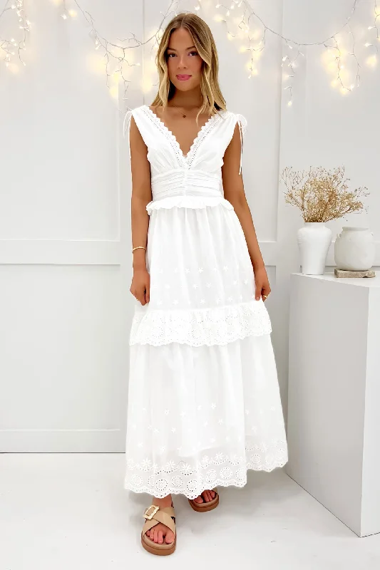 Tie-Neck Maxi Dresses -Harry Maxi Dress White