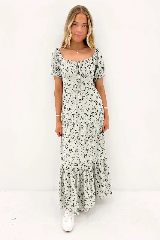 Belted Maxi Dresses for Shape -Jasmine Maxi Dress Print