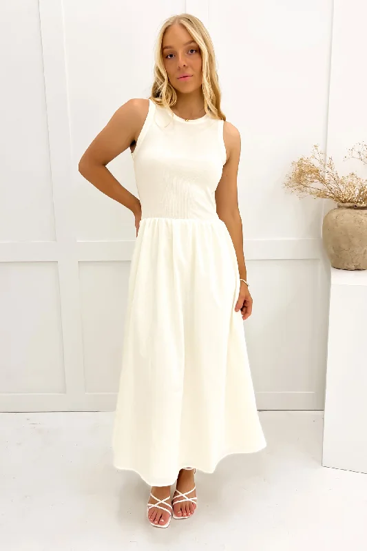 Bow-Front Maxi Dresses -Kiho Maxi Dress Cream