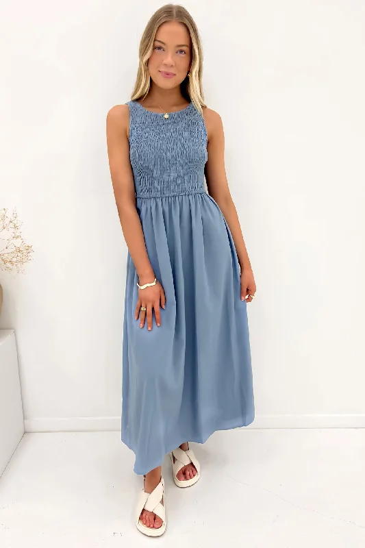 Swing-Edge Maxi Dresses -Lark Maxi Dress Steel Blue