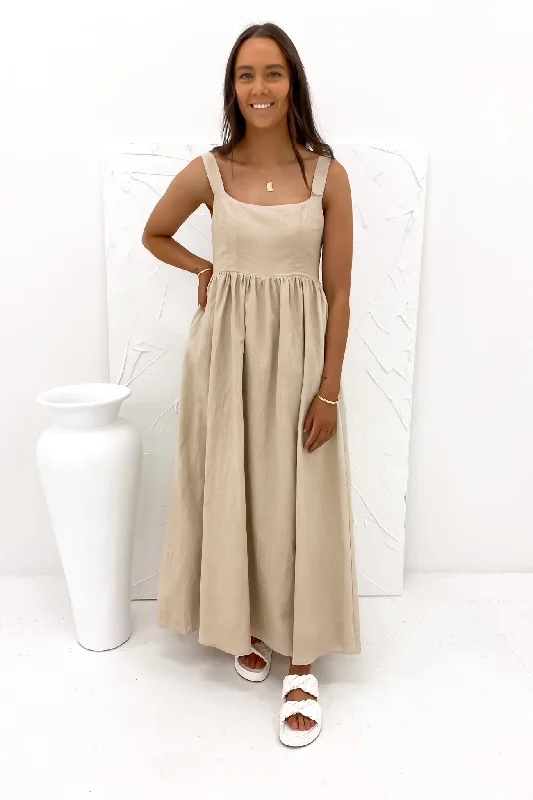 Earthy-Tone Maxi Dresses -Mabel Maxi Dress Beige