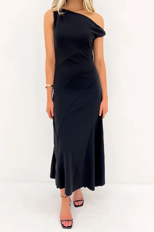 Retro-Silk Maxi Dresses -Malone Maxi Dress Black